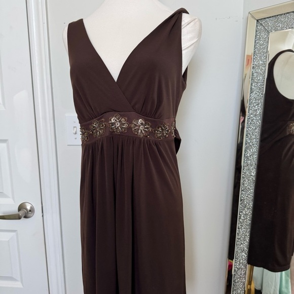 Elegant Vintage Brown Sleeveless Dress beaded fairy M grunge whimsigoth - Picture 3 of 6